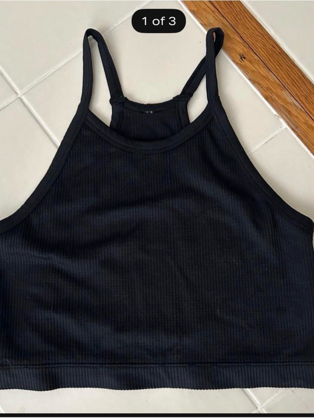 Black Ribbed Cropped Tank Top - Women